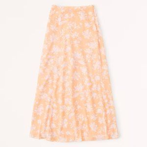 Abercrombie & Fitch Elevated Flowy Maxi Skirt Orange Floral Size M